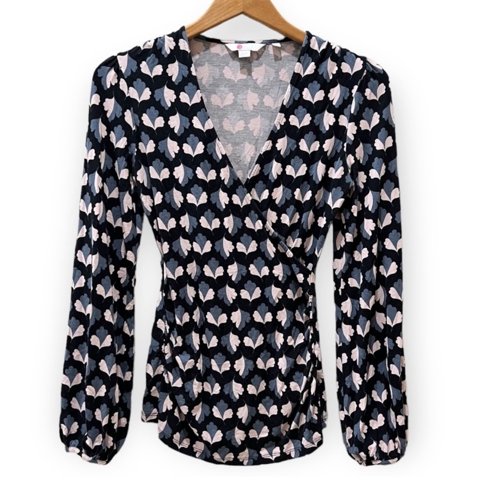 Boden women’s faux wrap top with print, size 6 EUC
